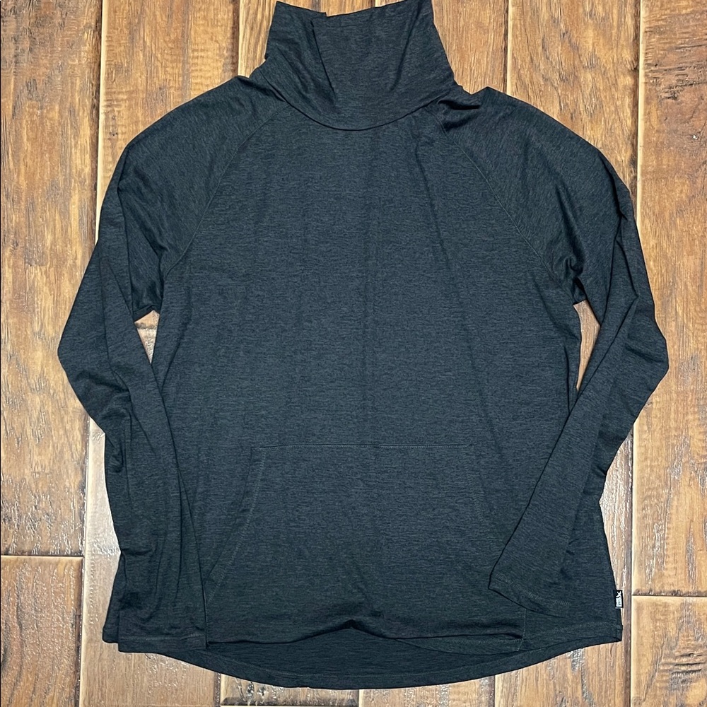 Eddie Bauer Women's Active Funnel Neck Pullover Charcoal Stretch Athleisure Sz L